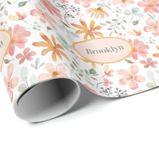 Personalized Floral Wrapping Paper