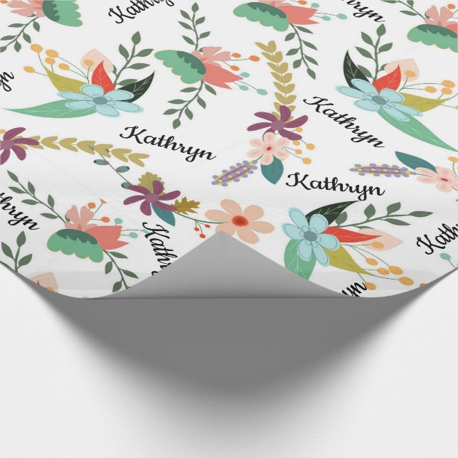 Personalized Floral Wrapping Paper (Corner)