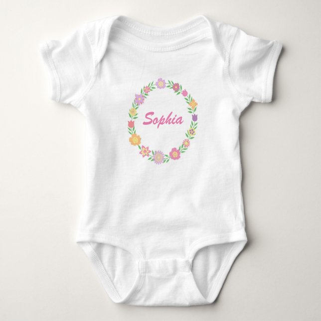 Personalized floral wreath bodysuit (Front)