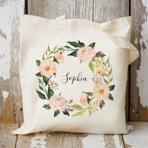 Personalized Floral Wreath BraidsmaidWelcome2 Tote Bag