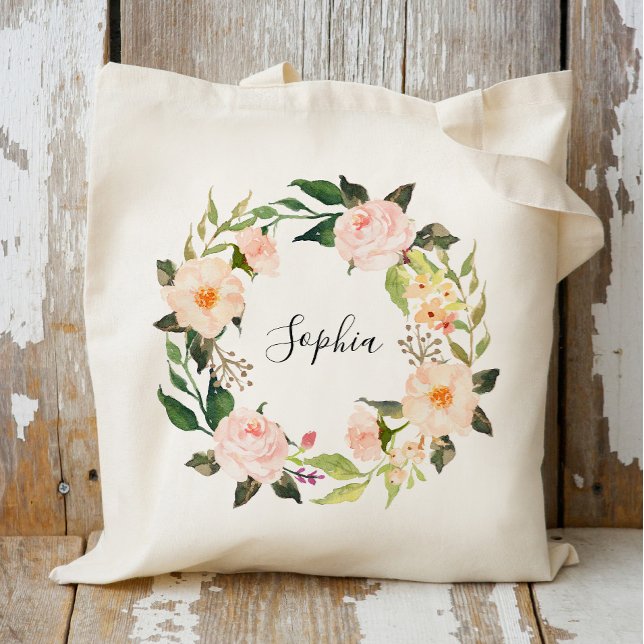 Personalized Floral Wreath Braidsmaid,Welcome2 Tote Bag (Creator Uploaded)