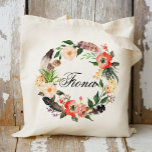 Personalized Floral Wreath Braidsmaid,welcome3 Tote Bag at Zazzle