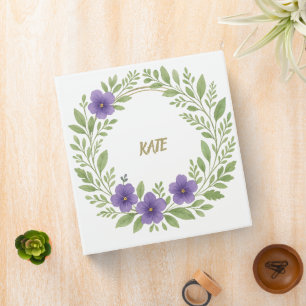 Personalized Floral Wreath – Custom Name 3 Ring Binder