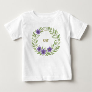 Personalized Floral Wreath – Custom Name Baby T-Shirt