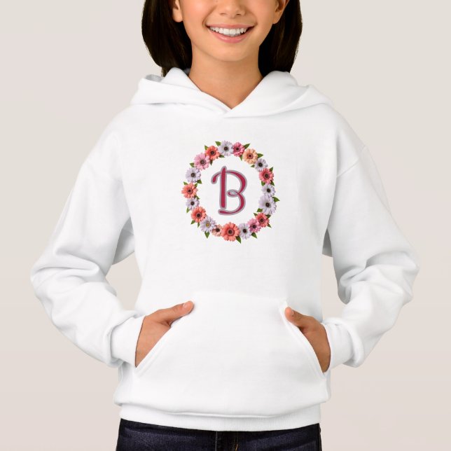 Personalized Floral Wreath Custom Name Botanical  Hoodie (Front)