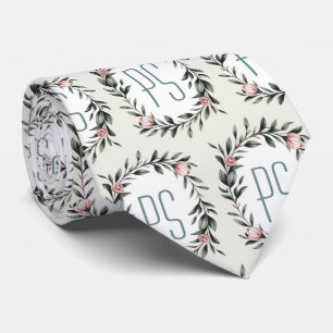 Personalized Floral Wreath Monogram Neck Tie