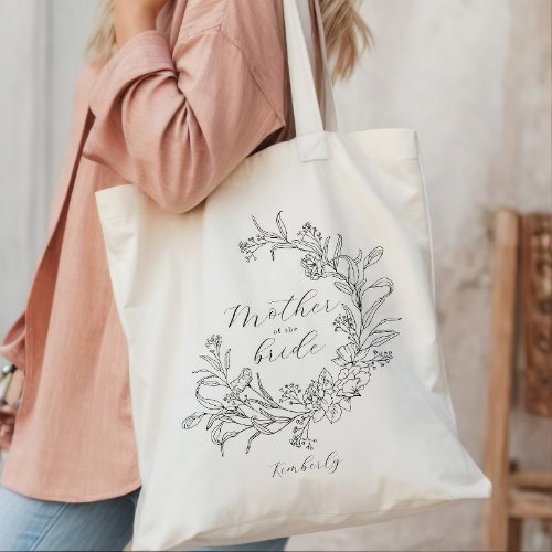 Personalized Floral Wreath Mother of the Bride Tote Bag