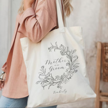 Personalized Floral Wreath Mother Of The Groom Tote Bag by Precious_Presents at Zazzle