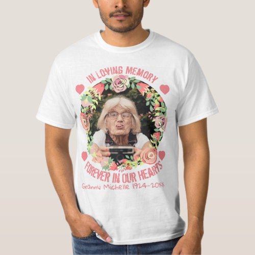 Personalized floral wreath shape picture T_Shirt
