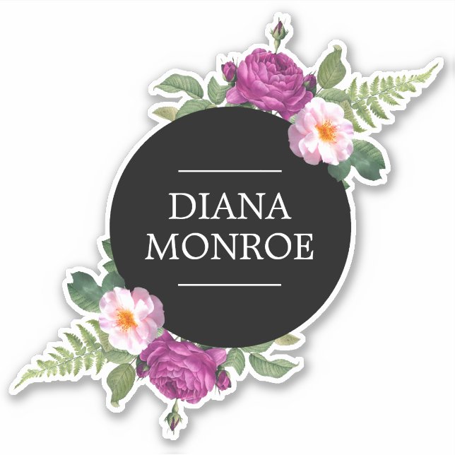 Personalized Floral Wreath Sticker (Front)