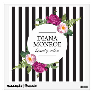 Personalized Floral Wreath Striped Wall Decal