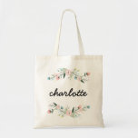 Personalized Floral Wreath Tote Bag at Zazzle
