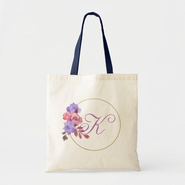 Personalized Floral Wreath Tote Bag (Front)