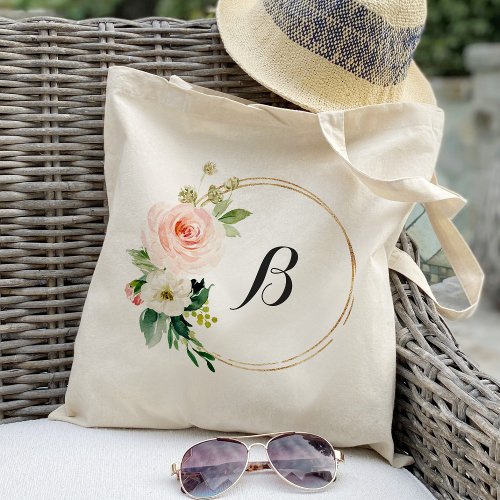 personalized Floral Wreath Tote Bag Bridesmaid
