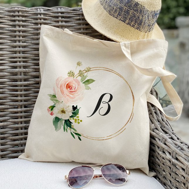 personalized Floral Wreath Tote Bag Bridesmaid (Creator Uploaded)