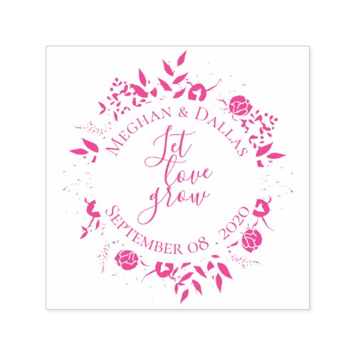 Personalized Floral Wreath Wedding Self_inking Stamp