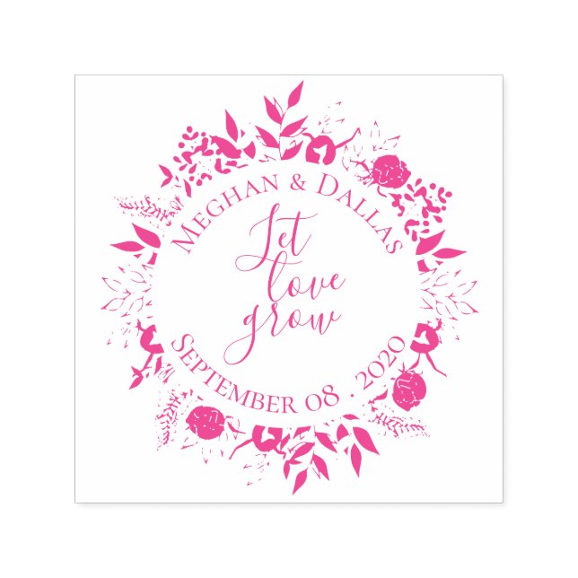 Personalized Floral Wreath Wedding Self-inking Stamp (Design)