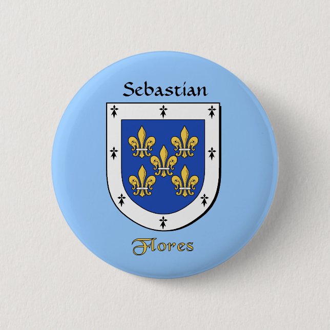 Personalized Flores Historical Shield Pinback Button (Front)