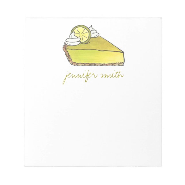 Personalized Florida Key Lime Pie Foodie Notepad (Front)