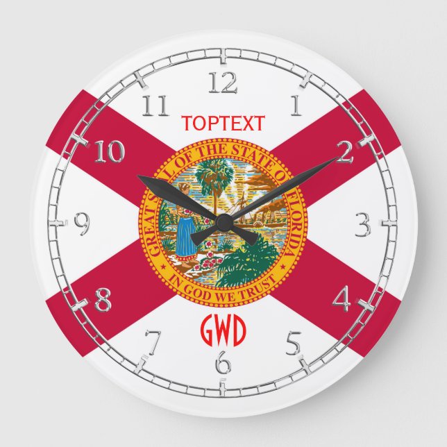 Personalized Florida State Flag Design on Large Clock (Front)