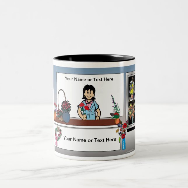 Personalized Florist - Female Cartoon  Two-Tone Coffee Mug (Center)