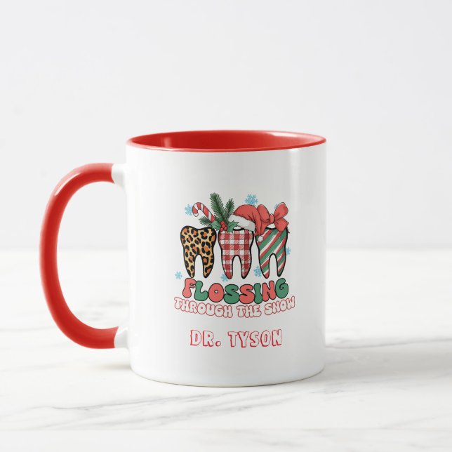 Personalized Flossing Through The Snow Mug (Left)