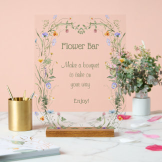 Personalized Flower Bar Transparent Acrylic Sign
