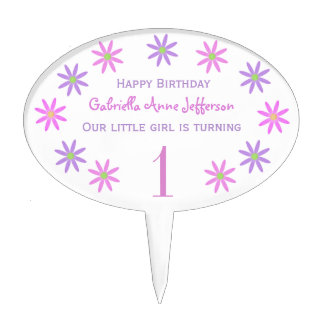 Personalized Flower: Birthday Party Cake Topper