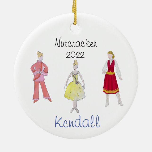 Personalized Flower/Chinese/Russian Nutcracker Ceramic Ornament (Back)