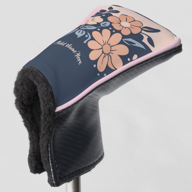 Personalized Flower Design Golf Putter Cover (3/4 Front)