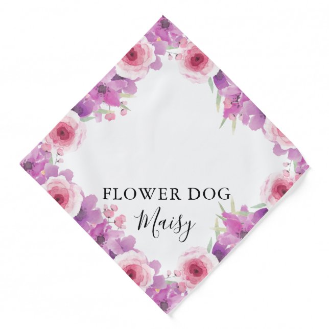 Personalized Flower Dog Pet Wedding Bandana (Front)
