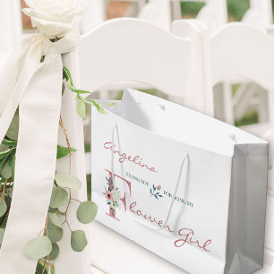 Personalized Flower Girl Elegant Floral Thank You Large Gift Bag