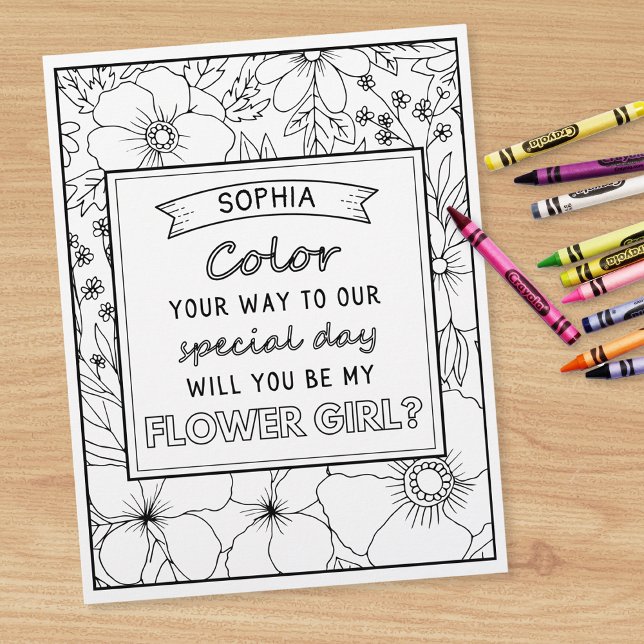Personalized Flower Girl Proposal Coloring Card (Creator Uploaded)