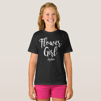 Personalized Flower Girl T-shirt White calligraphy