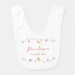 Personalized Flower Girl Watercolor Floral Wedding Baby Bib