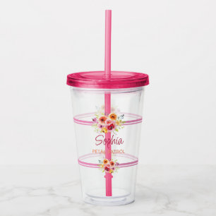 Personalized Flower Girl Wedding Gift Fuchsia Pink Acrylic Tumbler