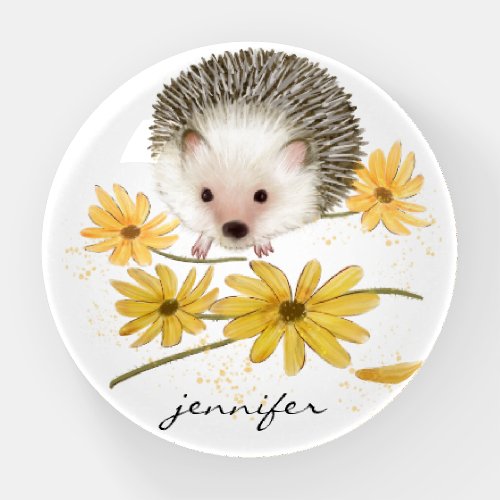 Personalized Flower Hedgehog Paperweight