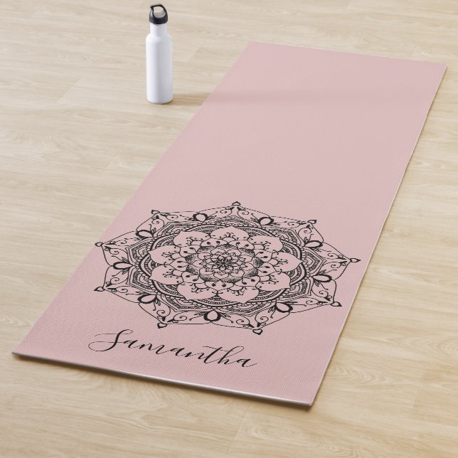 Personalized Flower Mandala Dusty Pink  Yoga Mat (In Situ)