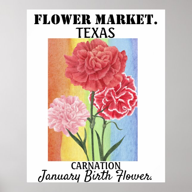 Personalized Flower Market Birth flower Art Print (Front)