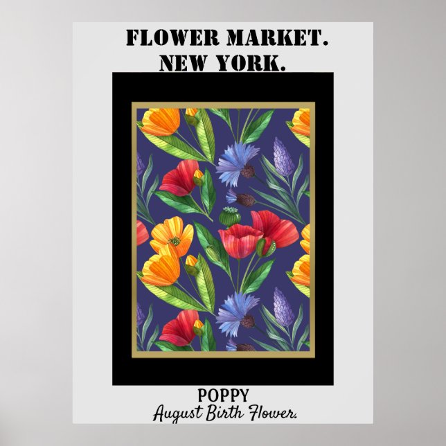 Personalized Flower Market Birth flower Art Print  (Front)
