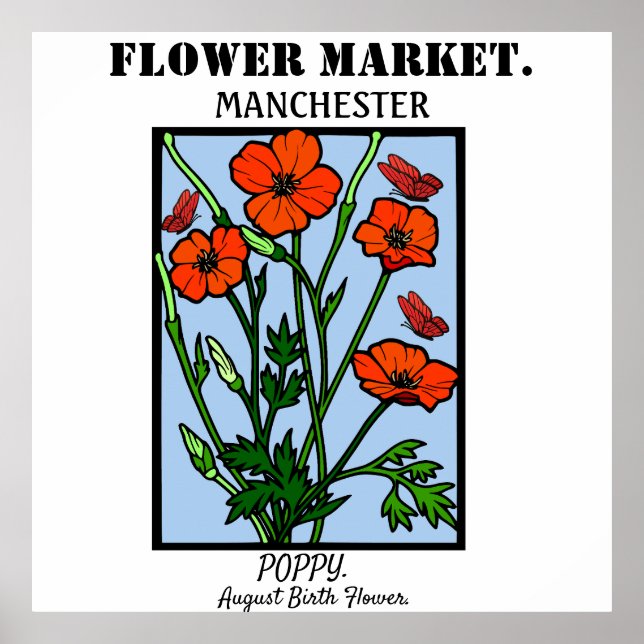 Personalized Flower Market Birth flower Art Print  (Front)