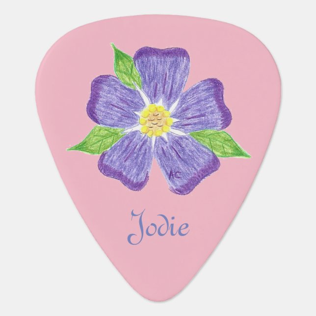 Personalized flower pink guitar pick (Front)