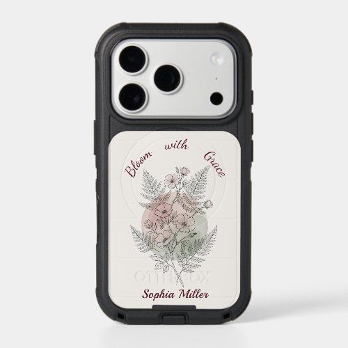 Personalized Flower Pink Rose Custom Name Office iPhone 17 Pro Case