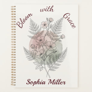 Personalized Flower Pink Rose Custom Name Office Planner