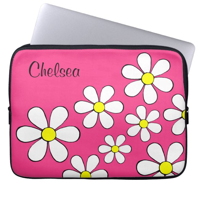 Personalized Flower Power Laptop Sleeve (Front)