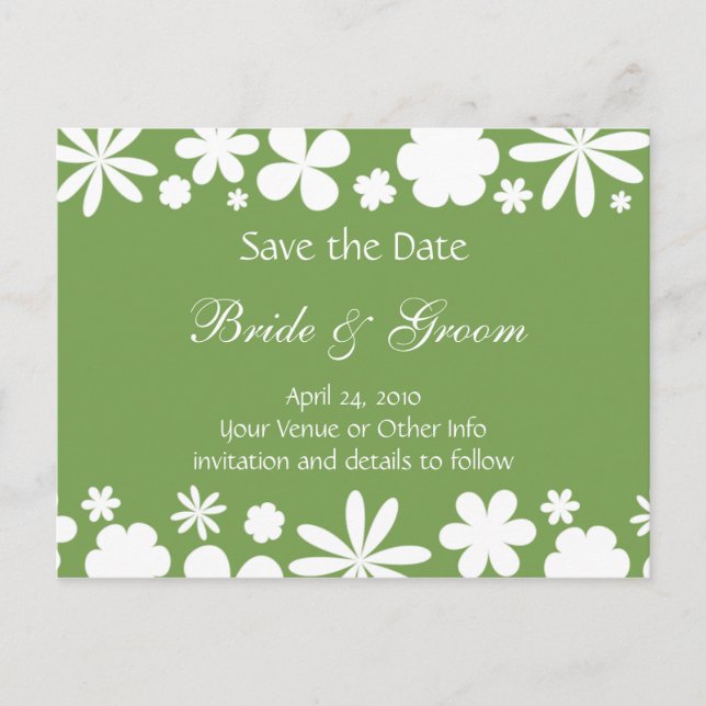 Personalized Flower Power Save the Date Announcement Postcard (Front)