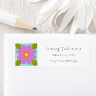 Personalized Flower Quilt Block Return Address Label