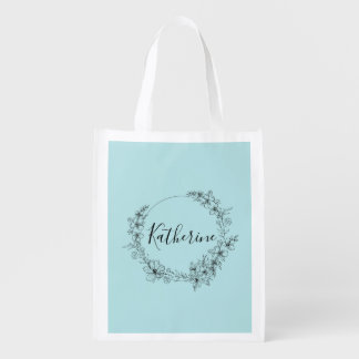 Personalized flower ring  grocery bag