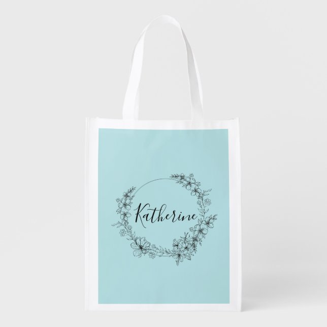 Personalized flower ring  grocery bag (Front)