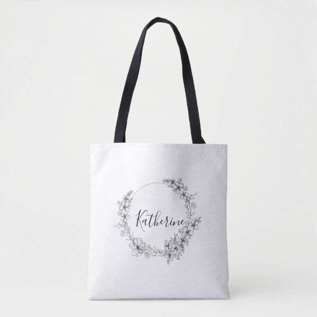 Personalized flower ring  tote bag (Front)